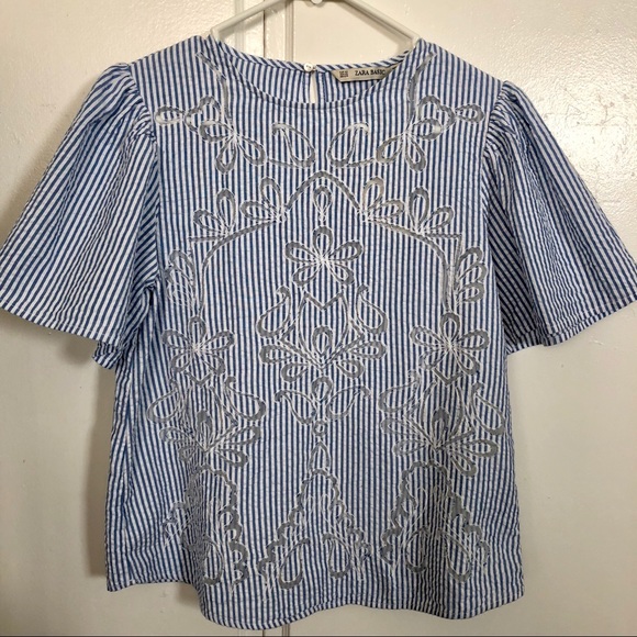 Zara Tops - Zara Blue/White Stripe Blouse